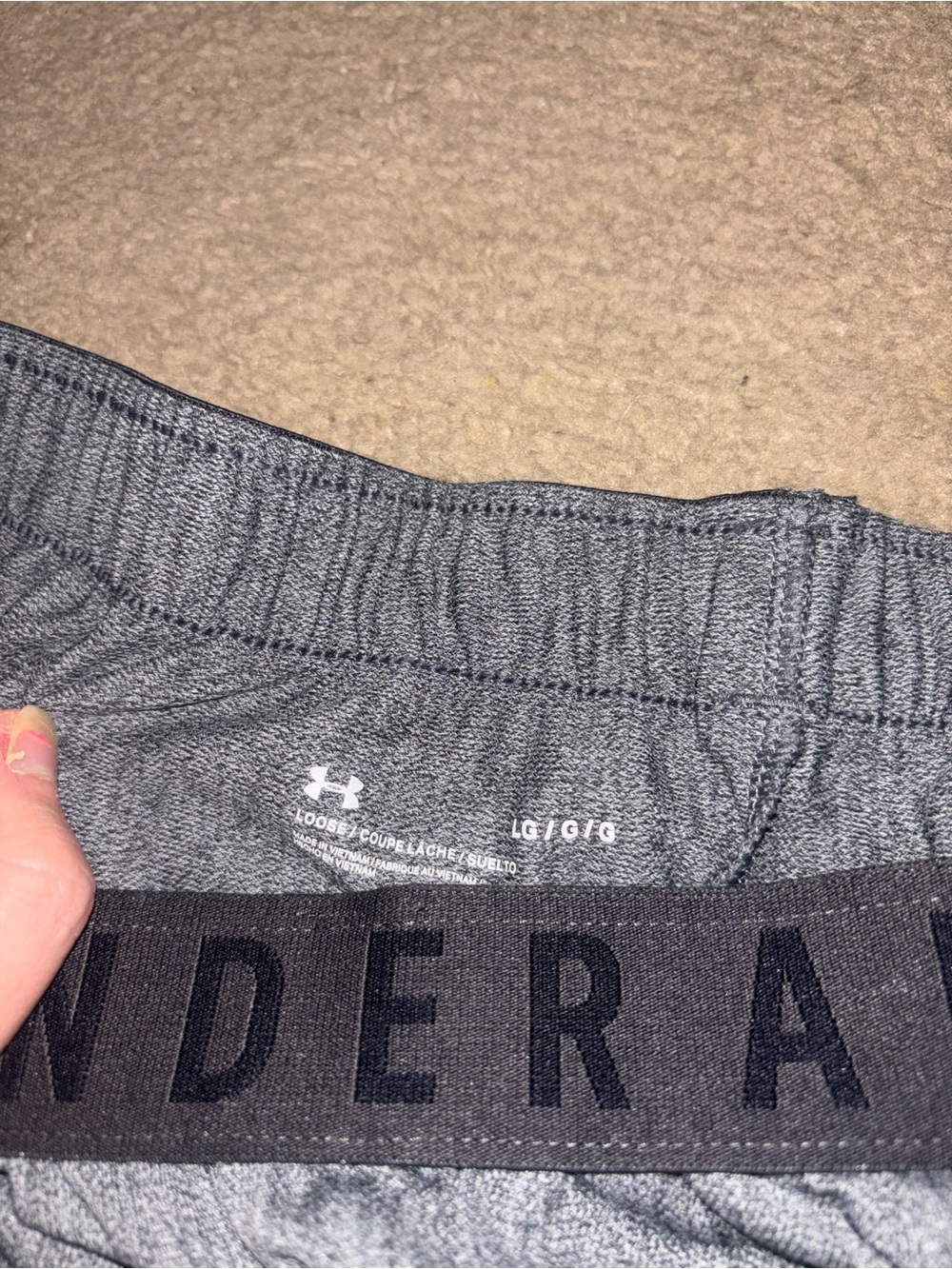 Under Armour Women's Heather Gray Athletic Shorts with Black Waistband - Picture 2 of 2